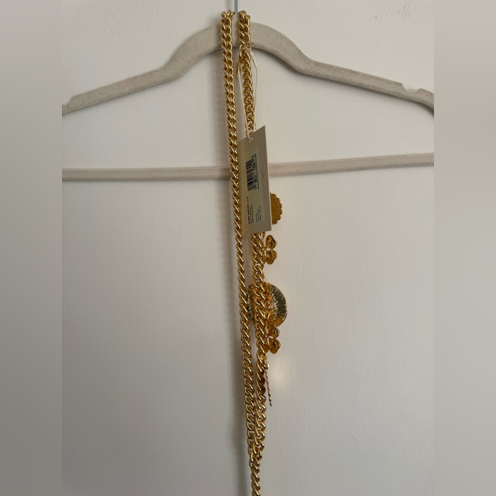 Ramy Brook rain chain belt medallion gold